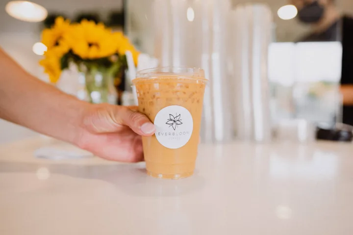 An iced specialty drink served at Everbloom Coffee in Indio