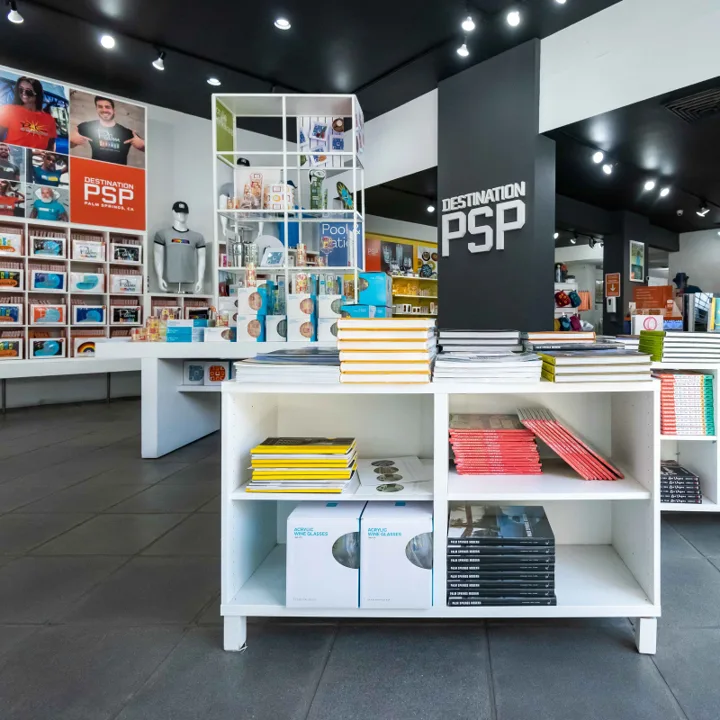Colorful Destination PSP store interior and Palm Springs merchandise